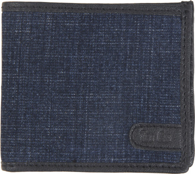 

Tee Ess Men Casual Blue Denim, Genuine Leather Wallet(6 Card Slots), Black leather;blue denim