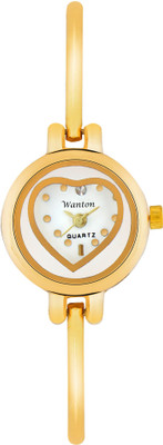 WANTON Z6 golden slim strap love heart White dial attractive and different watch for women Watch - For Women