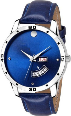 

iDIVAS ALK113 New Generation Blue Dial Blue leather strap day and date function wrist Watch - For Men