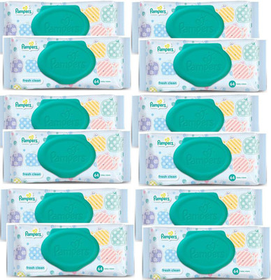Pampers Fresh Clean Baby Wipes Combo Pack Of 12pcs (Per Pcs 64 Wipes)(12 Pieces)