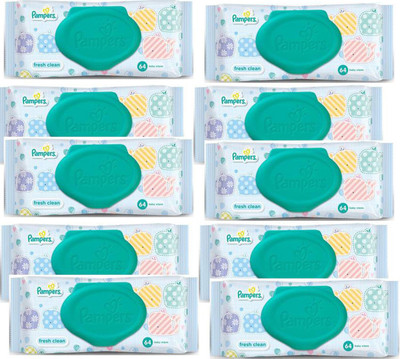 

Pampers Fresh Clean Baby Wipes Combo Pack Of 10pcs (Per Pcs 64 Wipes)(10 Pieces)