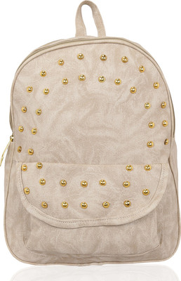 

Kleio Designer Studded Casual Backpack with a Flap Pocket for Women / Girls 7 L Backpack(White), Cream