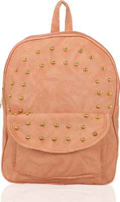 

Kleio Designer Studded Casual Backpack with a Flap Pocket for College Girls 7 L Backpack(Pink), Peach