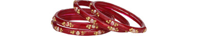 AFAST Glass Enamel Bangle Set(Pack of 4)