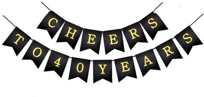 

Theme My Party Cheers to 40 Years Banner 40th Birthday Party Banner 40th Anniversary Party Decoration Bunting Banner(10 ft, Pack of 1)
