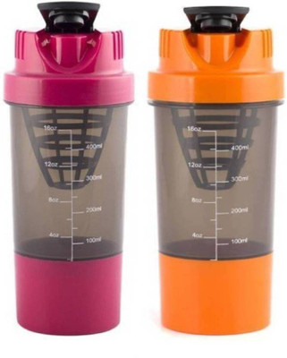 

UDAK COMBO OF 2 AMAZING GOOD QUALITY PINK 500ML + ORANGE 500ML LIFE IS A SPORT SHAKER BOTTLE / PROTEIN SHAKER / GYM BOTTLE / WATER BOTTLE / SIPPER BOTTLE FOR BOTH MEN'S / WOMEN'S / BOY'S / GIRL'S 500 Shaker(Pack of 2, Pink, Orange), Multicolor
