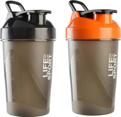 

UDAK COMBO OF 2 AMAZING GOOD QUALITY BLACK 500ML + ORANGE 500ML LIFE IS A SPORT SHAKER BOTTLE / PROTEIN SHAKER / GYM BOTTLE / WATER BOTTLE / SIPPER BOTTLE FOR BOTH MEN'S / WOMEN'S / BOY'S / GIRL'S 500 Shaker(Pack of 2, Black, Orange), Multicolor