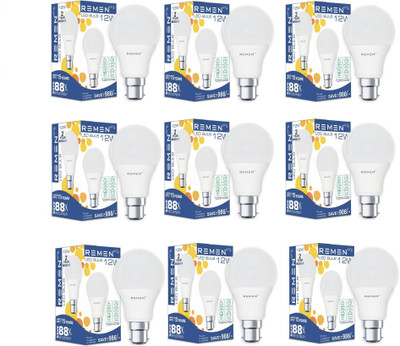 REMEN 12 W Basic Round B22 LED Bulb(White, Pack of 9)