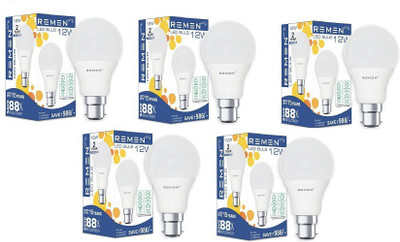REMEN 12 W Basic Round B22 LED Bulb(White, Pack of 5)