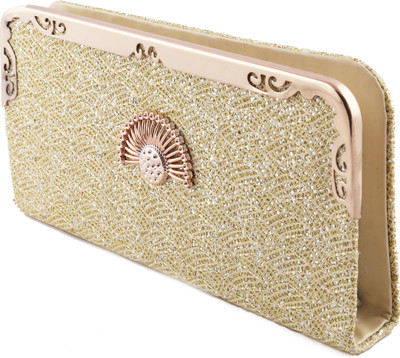 

T Square Casual Gold Clutch