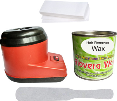 

Hilex GOOD QUALITY HAIR REMOVAL SKIN TOUCH WAXING KIT COMBO OF RED WAX HEATER + 550G HERBAL ALOVERA WAX + 50 WAX STRIPS(Set of 4)