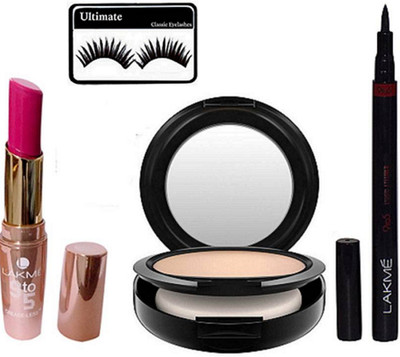 

Ultimate Of Eyelashes, 9 to 5 matte finish Lipstick With Pen Eyeliner & Studio Fix Compact(Set of 4)
