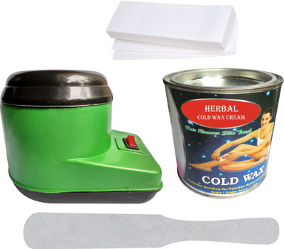 

Hilex GOOD QUALITY HAIR REMOVAL SKIN TOUCH WAXING KIT COMBO OF GREEN WAX HEATER + 550G HERBAL COLD WAX CREAM + 50 WAX STRIPS(Set of 4)