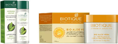 

BIOTIQUE BIO Bio Morning Nectar 30+Spf Sunscreen Ultra Soothing Face Lotion, Bio Aloe Vera 30+ Spf Sunscreen Cream(Set of 2)
