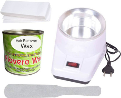 

Hilex GOOD QUALITY HAIR REMOVAL SKIN TOUCH WAXING KIT COMBO OF WAX HEATER + 550G HERBAL ALOVERA WAX + 50 WAX STRIPS(Set of 4)