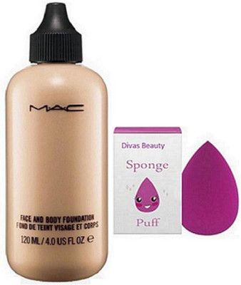 

divas beauty Sponge Puff With Face And Body Liquid Foundation Mac(Set of 2)