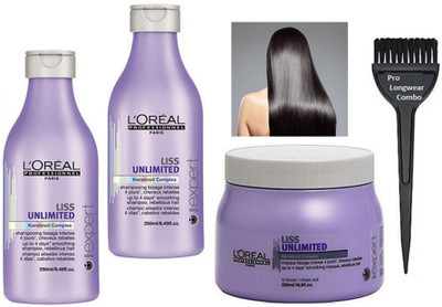 

Pro longwear combo Hair Brush& Liss Unlimited Hair Shampoo Set Of 2 With Spa(Set of 4)