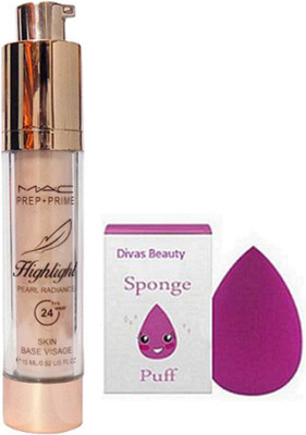 

divas beauty Sponge Puff With Prep+Prime Highlighter(Set of 2)