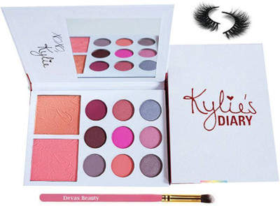

divas beauty Makeup Brush With Eyelashes & Kaylie Dairy Eyeshadow Palette(Set of 3)