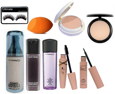 

Ultimate Of Sponge Puff, Mac Matchmaster Foundation, Lakme 9 to 5 Eyeliner & Mascara, Face Serum, Makeup Remover, Lightful Compact, Bobby Brown Concealer(Set of 9)