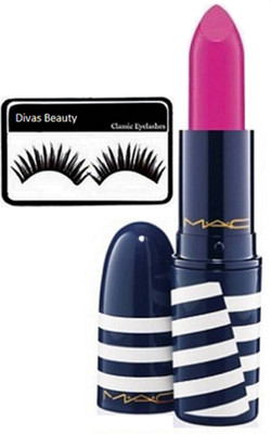 

divas beauty eyelashes & mac matte finish pink shade lipstick(Set of 2)