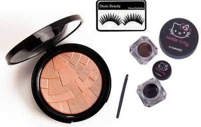 

divas beauty Eyelashes & Hello Kityy Gel Eyeliner & anastasia beverly hills illuminator(Set of 4)