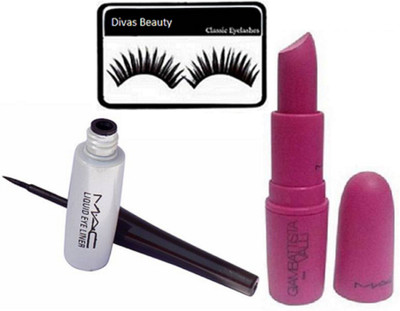 

divas beauty Eyelashes With mac Giambattista Valli Paris Violetta Lipstick& Liquid Eyeliner Of Mac(Set of 3)