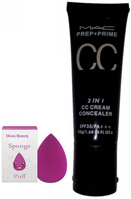 

divas beauty Sponge Puff In any Colour& CC 2in1 Concealer Foundation(Set of 2)