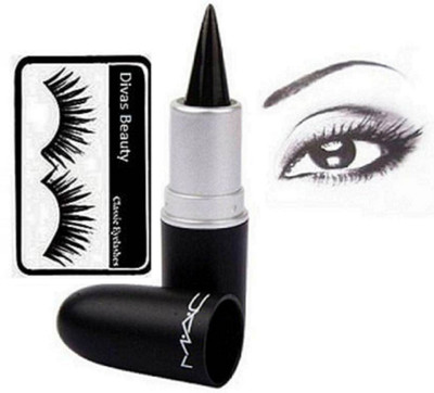 

divas beauty Eyelashes& Mac Kajal Stick Pure & Dark Black(Set of 2)