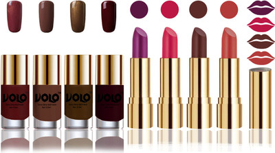 

Volo Perfect Combo of Ultra Shine Nail Polish and Velvet Matte Lipsticks(Set of 8)