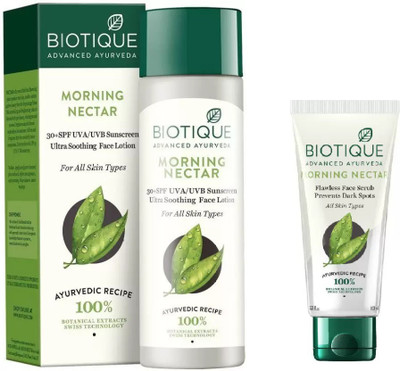 

BIOTIQUE BIO Bio Morning Nectar 30+Spf Sunscreen Ultra Soothing Face Lotion, Bio Morning Nectar Face Scrub(Set of 2)
