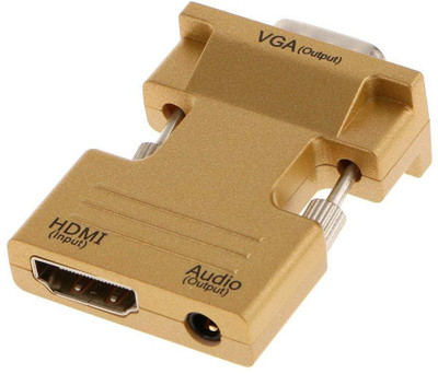 

Microware 1080P HDMI Female to VGA male Video Adapter Convertor with audio Gold HDMI Adapter(Compatible with Mobile, Laptop, Tablet, Mp3, Gaming Device, Gold)