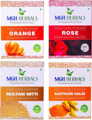 

MGH Herbals Kasturi Haldi,Orange Peel,Rose Petal and Multani Powder Pack of 4 Each 200gms(800 g)