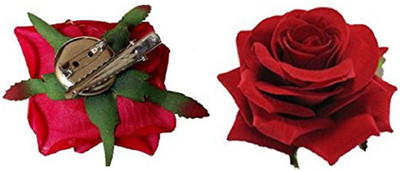 

JAGTEK Rose Flower Hair Clip, Red (Pack of 2) Hair Clip(Red)