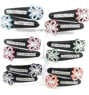 

Khubsurat Tic-Tac Stone Stud Hair Clips for Kids, Girls & Women. Set of 6 Pairs Different Colors Tic Tac Clip, Hair Clip(Multicolor)