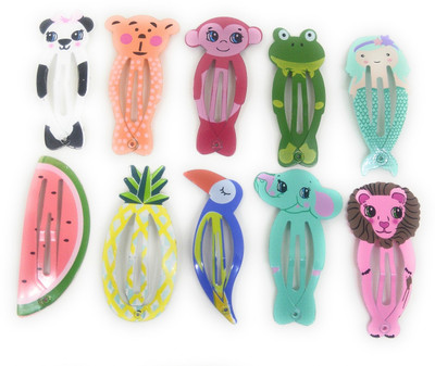 

Khubsurat Fruit & Cartoon Tic-Tac Hair Clips for Kids, Set of 10 Pieces of Different Colors and Shapes, Made of Metal Tic Tac Clip, Hair Clip(Multicolor)