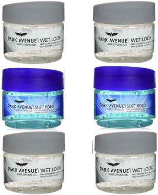 

Park Avenue Wet Look, Soft Hold Hair Styling GEL 100 Gm × 6 Pack Of Six Gel(600 g)