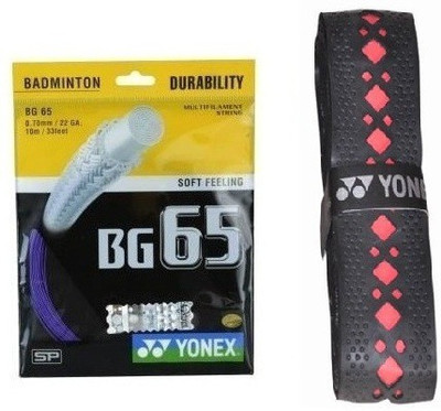 

Yonex Combo of Two- One 'Bg -65' Badminton String + One 'Diamond' Badminton grip (Color On Availability)- Badminton Kit