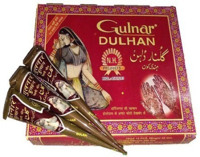 

ALI COSMETICS09 Gulnar Dulhan Mehendi Cone (pack of 12) Natural Mehendi(Pack of 12)