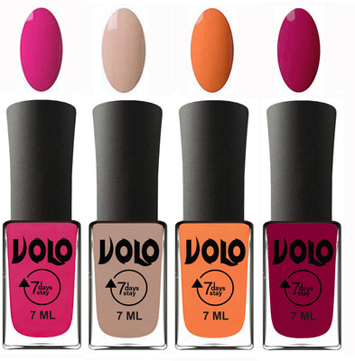 

Volo Ultra Lasting HD Shine Awesome Nail Paint Combo Light Nude, Peach, Wine, Magnta(Pack of 4)