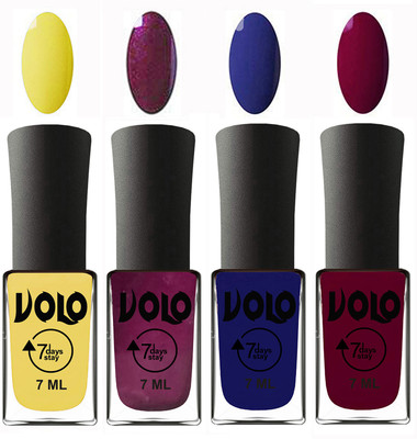 

Volo Ultra Lasting HD Shine Awesome Nail Polish Combo Yellow, Wine, Navy Blue, Wine Maroon(Pack of 4)
