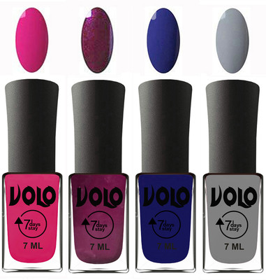 

Volo Ultra Lasting HD Shine Awesome Nail Polish Combo Magnta, Wine, Navy Blue, Light Grey(Pack of 4)