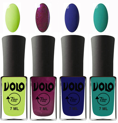 

Volo Ultra Lasting HD Shine Awesome Nail Polish Combo Parrot Green, Wine, Navy Blue, Radium Green(Pack of 4)