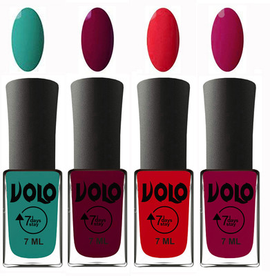 

Volo Ultra Lasting HD Shine Awesome Nail Polish Combo Radium Green, Wine Maroon, Redish Orange, Magnta(Pack of 4)