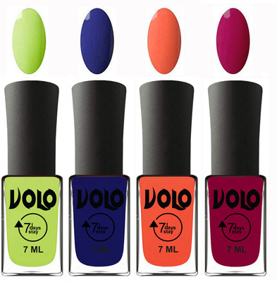 

Volo Ultra Lasting HD Shine Awesome Nail Polish Combo Parrot Green, Navy Blue, Neon Orange, Magnta(Pack of 4)