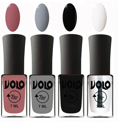 

Volo Ultra Lasting HD Shine Awesome Nail Polish Combo Chocolate Peach, Light Grey, Black, Top Coat(Pack of 4)