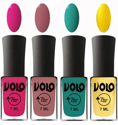 

Volo Ultra Lasting HD Shine Awesome Nail Polish Combo Magnta, Chocolate Peach, Radium Green, Metallic Light Golden(Pack of 4)