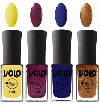 

Volo Ultra Lasting HD Shine Awesome Nail Polish Combo Yellow, Wine, Navy Blue, Metallic Dark Golden(Pack of 4)