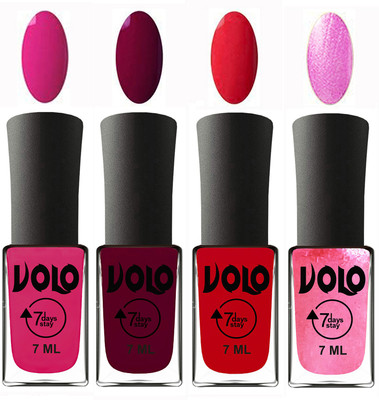 

Volo Ultra Lasting HD Shine Awesome Nail Paint Combo Magnta, Wine Maroon, Redish Orange, Metallic Pink(Pack of 4)