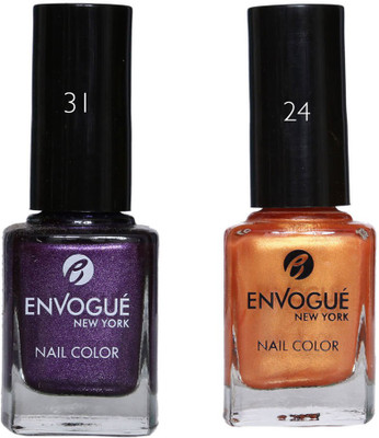 

EnVogue Nail Polish Set Of 2 (Frozen Cold-31 , Saffron Gel-24) Multicolour(Pack of 2)